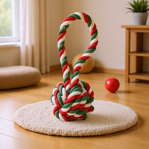 Jouet à mâcher en corde pour animaux de compagnie, 23 cm, 100 g, jouet durable pour la dentition des chiens, jouet en corde de coton pour Noël, pour chiens de taille moyenne - Product Image 1