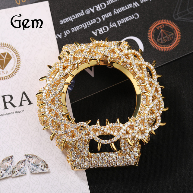 Gold Watch Case Fit DW6900 Men Zircon/Moissanite Diamond Watches Bezel Top Luxury Iced Out Male Quartz Watch Case Unique Gift