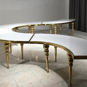 מודרני עיצובים יוקרה זכוכית מתכת רגליים נירוסטה חתונת מלון כיסאות אוכל שולחנות סטים - Product Image 5