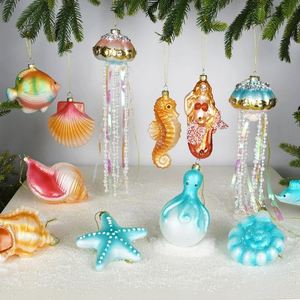 Venta Directa de Fábrica, Adornos de Cristal para Árbol de Navidad con Forma de Animales Marinos de Colores Arcoíris, 8x8x8cm, Artesanías Decorativas - Product Image 1