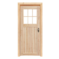 Rustic Solid Fir Wood Lattice Door Eco Natural Timber Door for Vintage Homestay Renovation