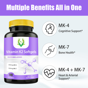 High Potency Vitamin K2 Softgels with MK-4 for Cognitive Support MK-7 Bone Health Softgels for Adults Healthcare <b>Supplement</b> - Product Image 3
