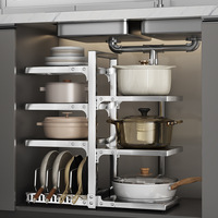 Étagère de rangement mobile multi-niveaux réglable en acier inoxydable 304 pour cuisine, type autoportant, pour casseroles, plan de travail ou sous évier