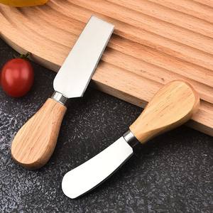 4 pièces Unique couteau à fromage ensemble d'outils manche en bois de bambou ensemble de couteaux à fromage en acier inoxydable pour fromage <span class=keywords><strong>Pizza</strong></span> - Product Image 2
