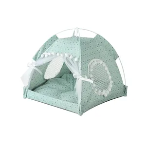 사용자 정의 애완 동물 텐트 홈 인쇄 꽃 모래 실내 접이식 텐트 작은 개 개 고양이