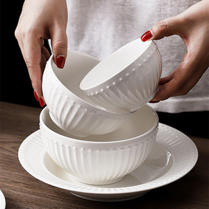 Nordic Luxury Embossed Ceramic <b>Dinner</b> Set Round White Porcelain Relief <b>Plates</b> Dishes for Wedding Christmas for Restaurants - Product Image 5