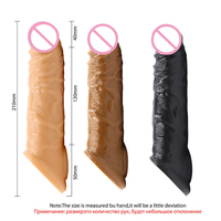 Manchon Pénis Réutilisable Grand Pénis Extender Condom Cock Extension Dick Enlargissement Sex Toys Pour Hommes Agrandissement Time Delay
