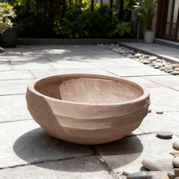Pot de fleurs de jardin en GRC (ciment renforcé de fibres) circulaire surdimensionné, élégant et personnalisable en gros