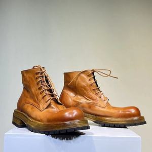 Botas Vaqueras de Cuero Casuales para Hombre, con Punta Puntiaguda, Impermeables, Estilo Occidental, Botas de Tobillo Cómodas, Sin Cordones, para Oficina y Trabajo - Product Image 4