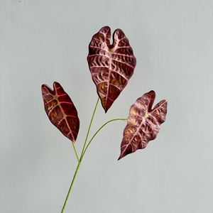 Fleur artificielle en PVC souple effet naturel, feuilles de paon noires, pour arrangement floral de chemin de cérémonie de mariage et mur végétal - Product Image 6