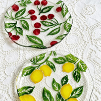 Schattig glazen serveerbord met kersenmotief, schattig 3D fruitkom decoratief centerpiece voor thuiskeuken