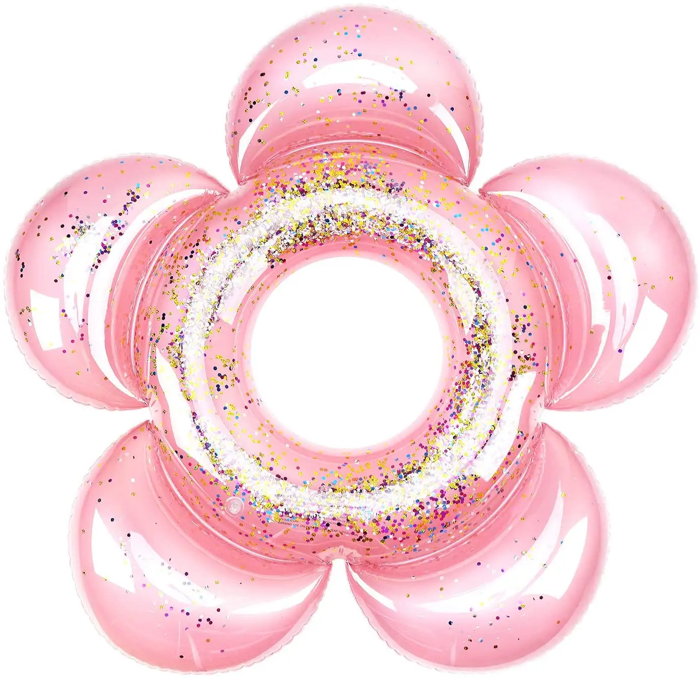 Inflatable Swim Rings with Glitter Flower Shaped Summer Swimming Pool Float Loungers Tube, Water Fun Beach Party Toys