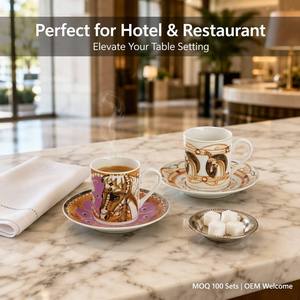 Ensemble de <span class=keywords><strong>tasses</strong></span> et soucoupes <span class=keywords><strong>à</strong></span> <span class=keywords><strong>café</strong></span> arabe Elite 90 ml, design cheval vibrant, en porcelaine, pour espresso, cadeau de Ramadan, fournitures hôtelières de luxe - Product Image 5