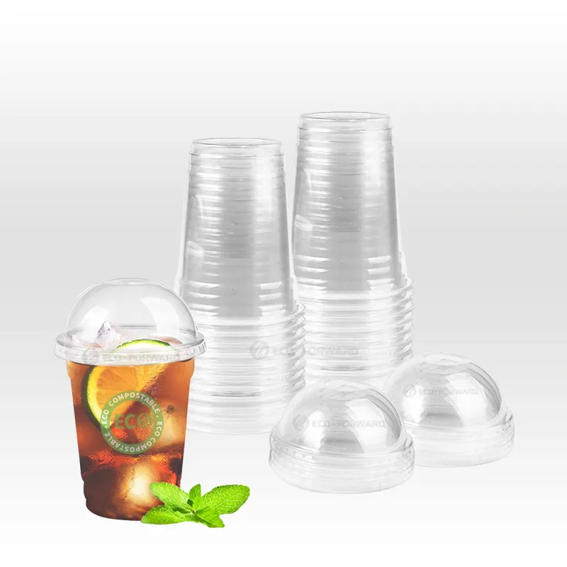 16oz 20oz 인쇄 로고 생물 분해성 플라스틱 컵 Compostable 찬 음료 컵 처분할 수 있는 컵