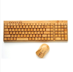 2.4G Wireless PC Keyboard and Wired Mouse Handcrafted Natural Wooden Office <b>Computer</b> <b>Accessories</b> Plug Play - Product Image 1