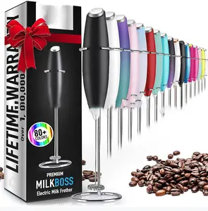Hete Verkopende Draagbare Elektrische Schuim Maker Voor Koffie Roestvrij Staal Melk Frother Met Stand Drink Mixer