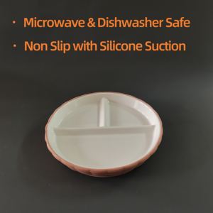 Assiette à dîner divisée en céramique écologique pour enfants de 8 pouces avec base d'aspiration et logo personnalisé pour un usage domestique - Product Image 5