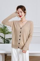 Pull en cachemire 100% pour femme, décontracté, épais, col en V, manches longues, coupe ample, anti-rétrécissement, tricoté à la machine, collection automne/hiver