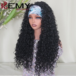 KEMY HAIR, venta al por mayor, pelucas sintéticas <span class=keywords><strong>con</strong></span> <span class=keywords><strong>diadema</strong></span>, peluca negra sin pegamento para mujer, cuerpo recto, ondulado, Nu Locs, trenzada, peluca sintética hecha a máquina - Product Image 6