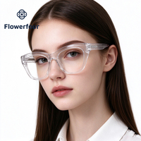 Lunettes carrées transparentes effet œil de chat Flowerfour F2887 pour hommes, femmes, unisexe, montures optiques tendance en acétate, mode