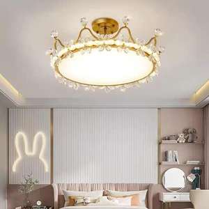 Nouveau Style romantique moderne forme de fleur salon led plafonnier rond en cristal pour chambre à coucher maison - Product Image 3