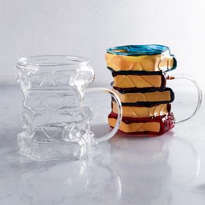 Mug en verre empilable 3D, peint à la main, avec poignée, pour la maison ou en cadeau - Product Image 2