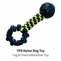 Jouet de tirage pour chien en nylon TPR, jouet à mâcher interactif avec poignée annulaire, picots de massage, conception résistante aux morsures pour l'entraînement et le jeu