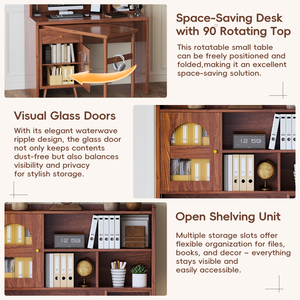 Computer <b>Desk</b> With 90 Degree Rotating Desktop 43x70 Inch Office <b>Desk</b> With Storage <b>Drawer</b> And Cabinets Gaming <b>Desk</b> - Product Image 5