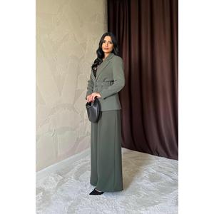 Blazer kaki en gros pour femme, veste à manches longues en tissu tissé respirant - Product Image 1