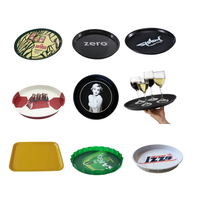 Plateau de service rond en plastique antidérapant avec impression de logo personnalisé Plaque de bar antidérapante Plateaux à bière PS pour la promotion