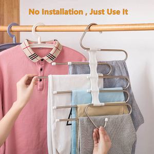 Placard multifonctionnel permettant de gagner de l'espace pour vêtements, cintre à <span class=keywords><strong>jean</strong></span>, cintre magique pour pantalons, organisateur et rangement pour pantalons - Product Image 4