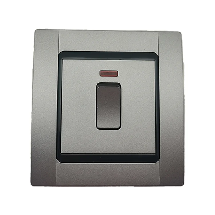 VNX V9 Series British Standard Modern Luxury Double Plate Silver 20A Electrical Wall Switch and Socket for Home