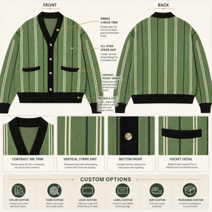 <span class=keywords><strong>Pull</strong></span> décontracté pour <span class=keywords><strong>homme</strong></span> avec logo personnalisé, cardigan en coton épais tricoté, col en V, rayé, coupe ample, streetwear de luxe pour <span class=keywords><strong>homme</strong></span> - Product Image 3