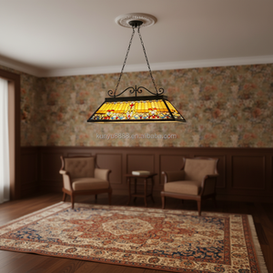Lámpara Colgante Estilo Tiffany Europeo de 55 Pulgadas para Mesa de Billar y Sala de Snooker, Decoración de Sala de Estar, Luz LED Hecha a Mano - Product Image 5