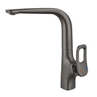 Robinet de cuisine en laiton de qualité supérieure avec poignée creuse, à trou unique, à sortie d'eau rotative, pour eau chaude et froide