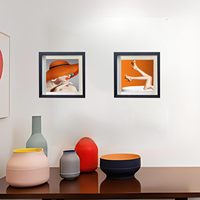 Cadre photo en bois MDF noyer noir et blanc Boîte d'ombre 3D profonde avec cadre d'art décoratif en verre véritable