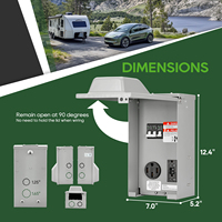 RVGUARD 20/50 Amp Panel Stop Kontak Sementara RV Berbahan Logam Tipe 3R Bersertifikasi ETL Kabel Adaptor 90 Derajat untuk Camper/Trailer