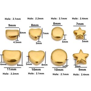 Perles irrégulières en acier inoxydable plaqué or 18 carats, en forme d'étoile, de cœur et rondes, pour colliers, bracelets et perles d'espacement - Product Image 2