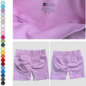 Ropa de mujer con logotipo personalizado, ropa deportiva sólida para gimnasio, ropa deportiva, pantalones cortos de Yoga ajustados, mallas, pantalones cortos de Yoga sin costuras para mujer - Product Image 3