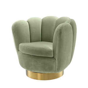 Maison Salon Occasionnel Rotatif Barillet Pivotant Fauteuil avec L'acier Inoxydable D'or Rond Base Tournante Chaise D'accent - Product Image 3