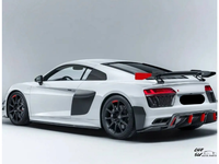 Kit carrosserie en fibre de carbone style P amélioré pour Audi R8 16-18 : Lame de pare-chocs avant, diffuseur arrière, jupes latérales et décoration de lame aérodynamique avant