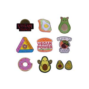 Vegetarianismo <span class=keywords><strong>Hamburguesa</strong></span> Tostada Aguacate Donut Abeja Zanahoria Coño Vegetariano Verduras Planta Insignias Broche de dibujos animados Esmalte duro Pins - Product Image 1