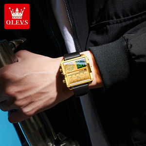 นาฬิกาอิเล็กทรอนิกส์ OLEVS 1101 รุ่นยอดนิยม นาฬิกา LED สำหรับนักเรียน ชาย หญิง ฟังก์ชั่นหลากหลาย เรืองแสง กันน้ำ นาฬิกาดิจิตอลทรงเหลี่ยม - Product Image 4