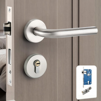 Manija de palanca de acero inoxidable de lujo para puerta de seguridad, con cerradura, para gabinetes, interiores y exteriores, moderna, para dormitorio, cocina, entrada