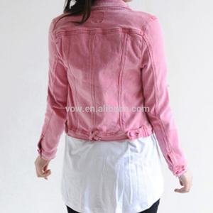 Proveedores Mayoristas de Chaquetas Vaqueras Rosas Personalizadas, Chaquetas de Mezclilla Casuales para Mujer - Product Image 3