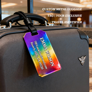 Carte à bagages <span class=keywords><strong>en</strong></span> métal avec anneau <span class=keywords><strong>en</strong></span> acier inoxydable, protection de la vie privée, essentiel de <span class=keywords><strong>voyage</strong></span>, couleurs personnalisées, adaptée aux valises et aux sacs - Product Image 2