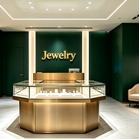 Vitrine de présentation de bijoux en verre avec éclairage LED pour centre commercial, supermarché, exposition, magasin