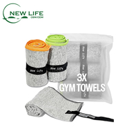 Lot promotionnel de 3 serviettes de sport cationiques avec logo personnalisé, sangle enroulable, serviette en microfibre absorbante pour cadeaux sportifs