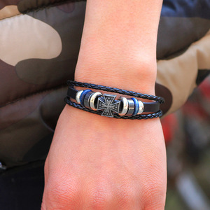 สร้อยข้อมือรูปกากบาท โลหะผสมสังกะสี สีกาแฟดำ เครื่องประดับสำหรับทุกเพศ ของขวัญ ดีไซน์รูปตัวยู - Product Image 2