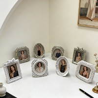 Cadre photo ovale en résine naturelle dorée argentée blanche de style baroque européen, accessoires de photographie, décoration murale, studio photo